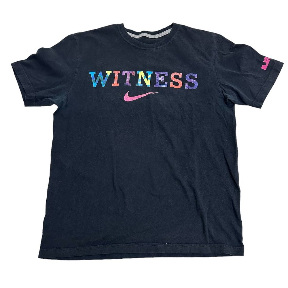 Nike T-Shirt Unisex Black Size Medium Regular Fit Colorful Witness, Pre-Owned